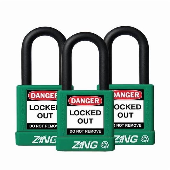 Zing Lockout Padlock,KA,Green,1-3/4"H,PK3 7066