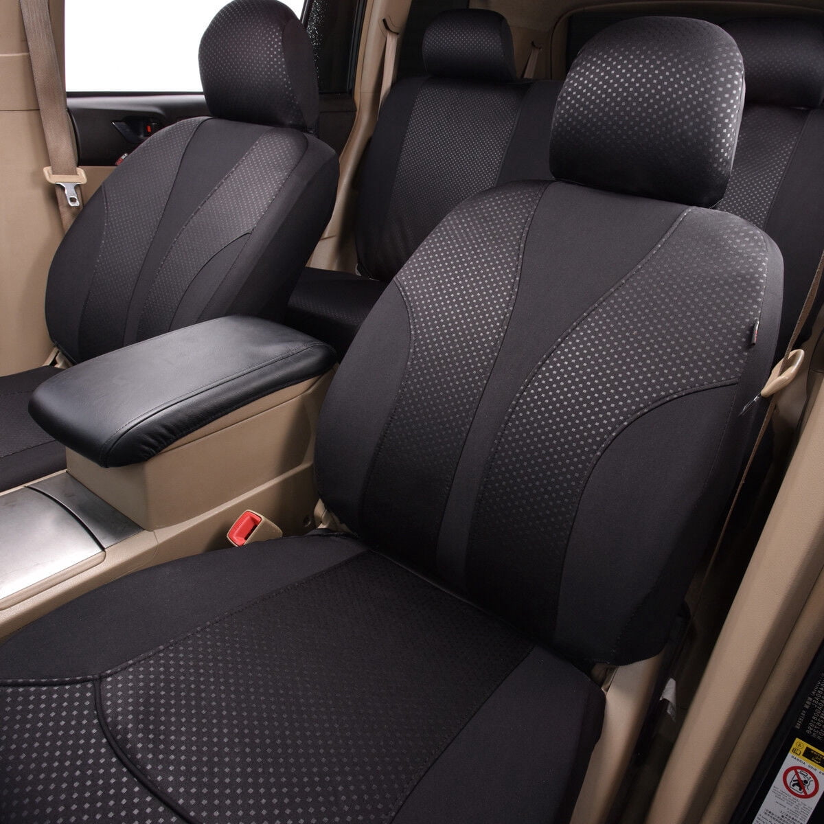 Flying Banner Universal Full Set Washable Car Seat Covers for Car Truck SUV Van Solid Black