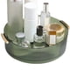 thumbnail image 2 of Organizador de cosméticos giratorio 360, almacenamiento de textura, organizador de escritorio de maquillaje giratorio con asa para baño, verde transparente, 2 of 10