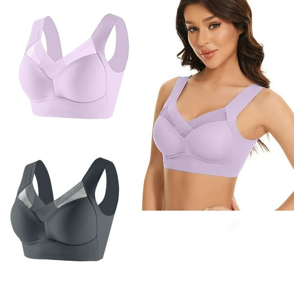 Kmdttou 2PC Play-tex 18 Hour Bras for Women Push-Up Strapless Lace Underwear With Thin Side Collection And Daily Bra