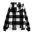 thumbnail image 4 of Rohuuque Women's Zip Up Hoodies Plaid Fleece Warm Jacket Long Sleeve Soft Fall Winter Coat with Pockets Casual Outdoor Wear Black, 4 of 8