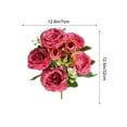 thumbnail image 2 of 5-Branch Artificial Silk Rose Bouquet - Realistic Simulated Flower Arrangement, Soft Silk Petals for Home, Wedding & Table Centerpieces, Bridal Bouquet & Party Decor Accessory, 12.6*12.6in, Hot Pink, 2 of 6