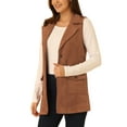 thumbnail image 4 of INSPIRE CHIC Women's Lapel Single Breasted Tie Belt Smart Casual Sleeveless Suede Vest XS Caramel, 4 of 6