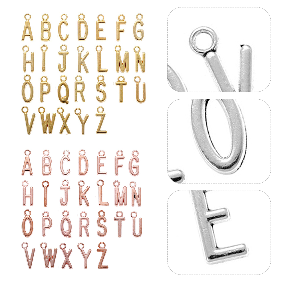 8 Sets of Fashionable Alloy Alphabet Pendants 26 Letters Initial Key ...