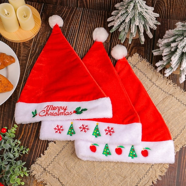 Xihbxyly Ofertas y Rebajas de Hoy: Liquidación Nuevo Gorro Navideño Bordado Grueso Terciopelo Dorado, Gorro de Papá Noel para Adultos, Gorro de Alce para Fiestas, Regalos