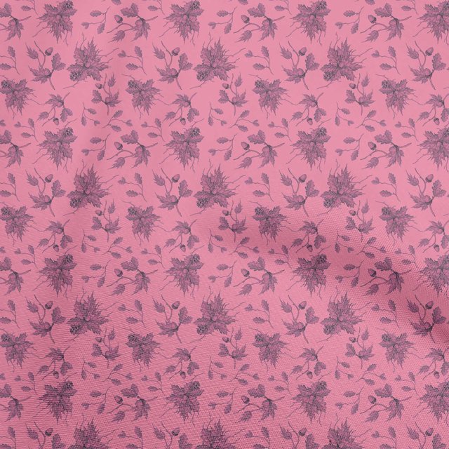 oneOone Rayon Pink Fabric Autumn Leaves Craft Projects Decor Fabric Printed By The Yard 56 Inch Wide