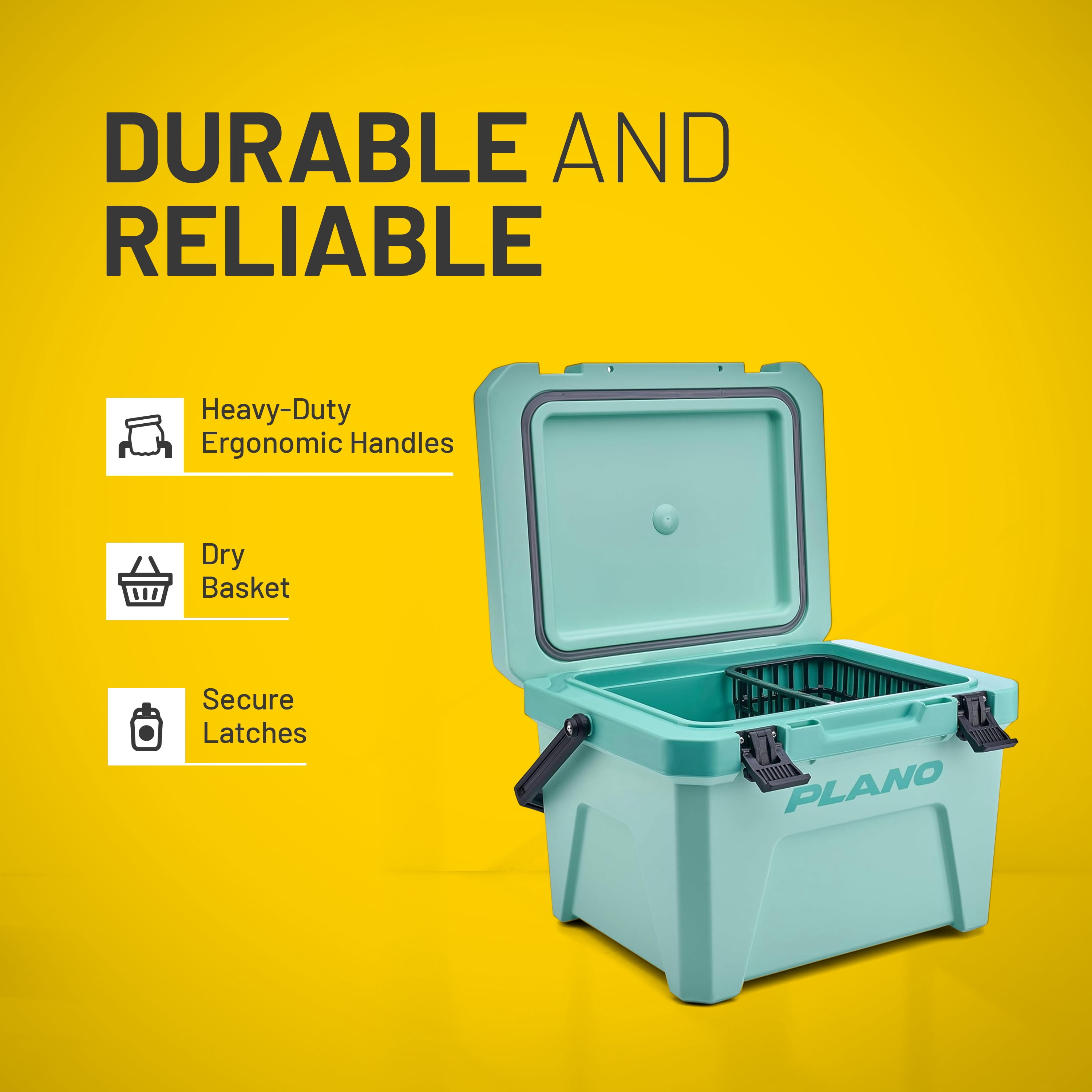 Plano Frost 21 Quart Heavy Duty Cooler w/ Built In Bottle Opener and Dry Basket, Seafoam