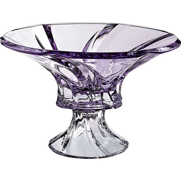 Bohemia Crystal AU51954 12'' Diameter 'Oklahoma' Crystal Round Footed Bowl, Amethyst Color. Candy Vase, Great Gift for Wedding, Birthday, Anniversary