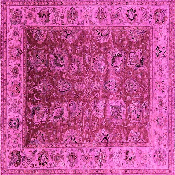 Ahgly Company Indoor Square Oriental Pink Traditional Area Rugs, 7' Square