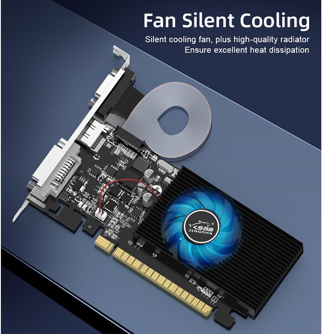 JINGSHA GT 740 4G DDR3 Low Profile Graphics Card, PCI Express 3.0 x16, HDMI/VGA/DVI, Entry Level GPU for PC, SFF and HTPC, Compatible with Win11