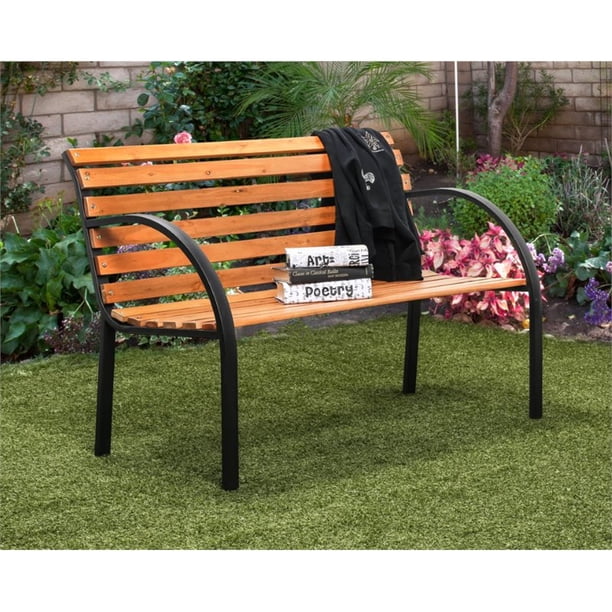 Furniture of America Jordy Transitional Metal Patio Bench in Black