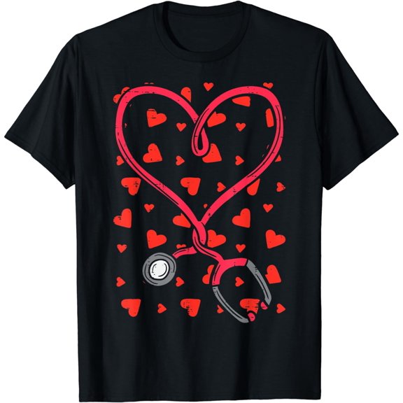 Heart Stethoscope Cute Love Nursing Valentines Day Nurse T-Shirt