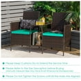 thumbnail image 6 of Costway Patio Rattan Wicker Conversation Set Sofa Cushioned Loveseat Glass Table Turquoise, 6 of 9
