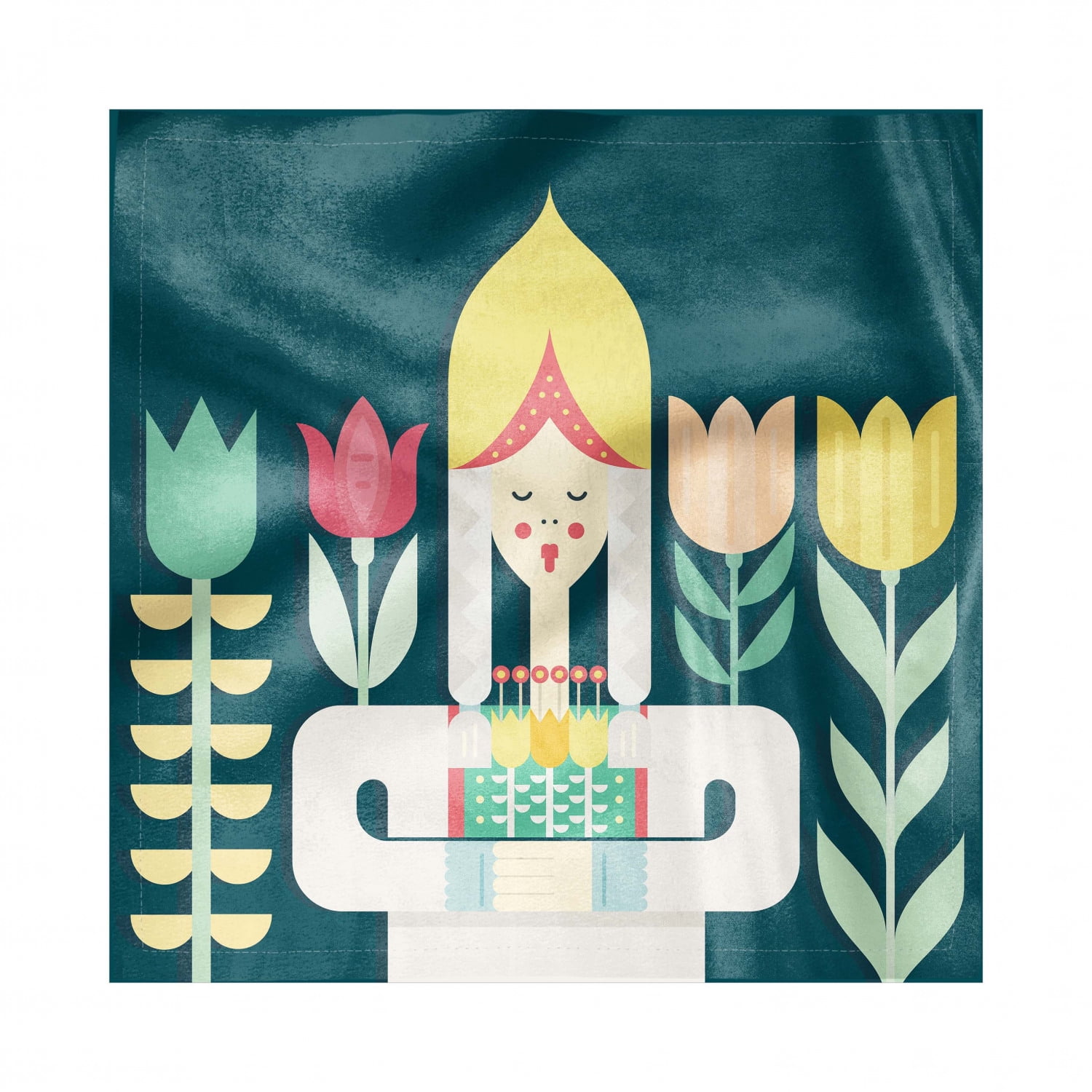 Amsterdam Decorative Satin Napkins Set of 4, Dutch Girl in Traditional