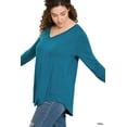 thumbnail image 4 of Zenana Women & Plus (S-3X) Soft Rayon Long Sleeve Dolphin Hem V-Neck Tee Shirt Top, 4 of 5
