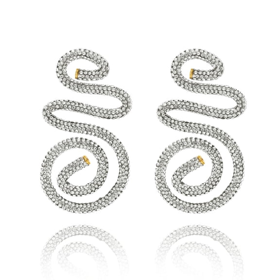 Bocar Boho Rhinestone Statement Drop Earrings for Women Shiny Exaggerated Oversized Cute Fun Dangle Earrings Sparkling Large Fashion Jewelry for Women(ER1225-S White)