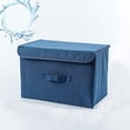 thumbnail image 2 of UKAP Contenedores de almacenamiento de tela para el hogar plegables con tapas de manijas Caja plegable Organizador de contenedores de lino, 2 of 5