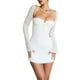 thumbnail image 2 of Sunloudy Mini vestido ajustado con cuello halter para mujer, vestido de club de color sólido con busto fruncido de manga larga Sunloudy Elegante ,S M L, 2 of 8
