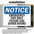 thumbnail image 3 of Emergency Exit Only Please Use Other Doors OSHA Notice Vinyl Decal Label 7 Inch x 5 Inch - 10 Pack, 3 of 6