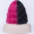 thumbnail image 5 of Unique Bargains Wigs for Women 16" Black Pink Curly Wig with Wig Cap, 5 of 6