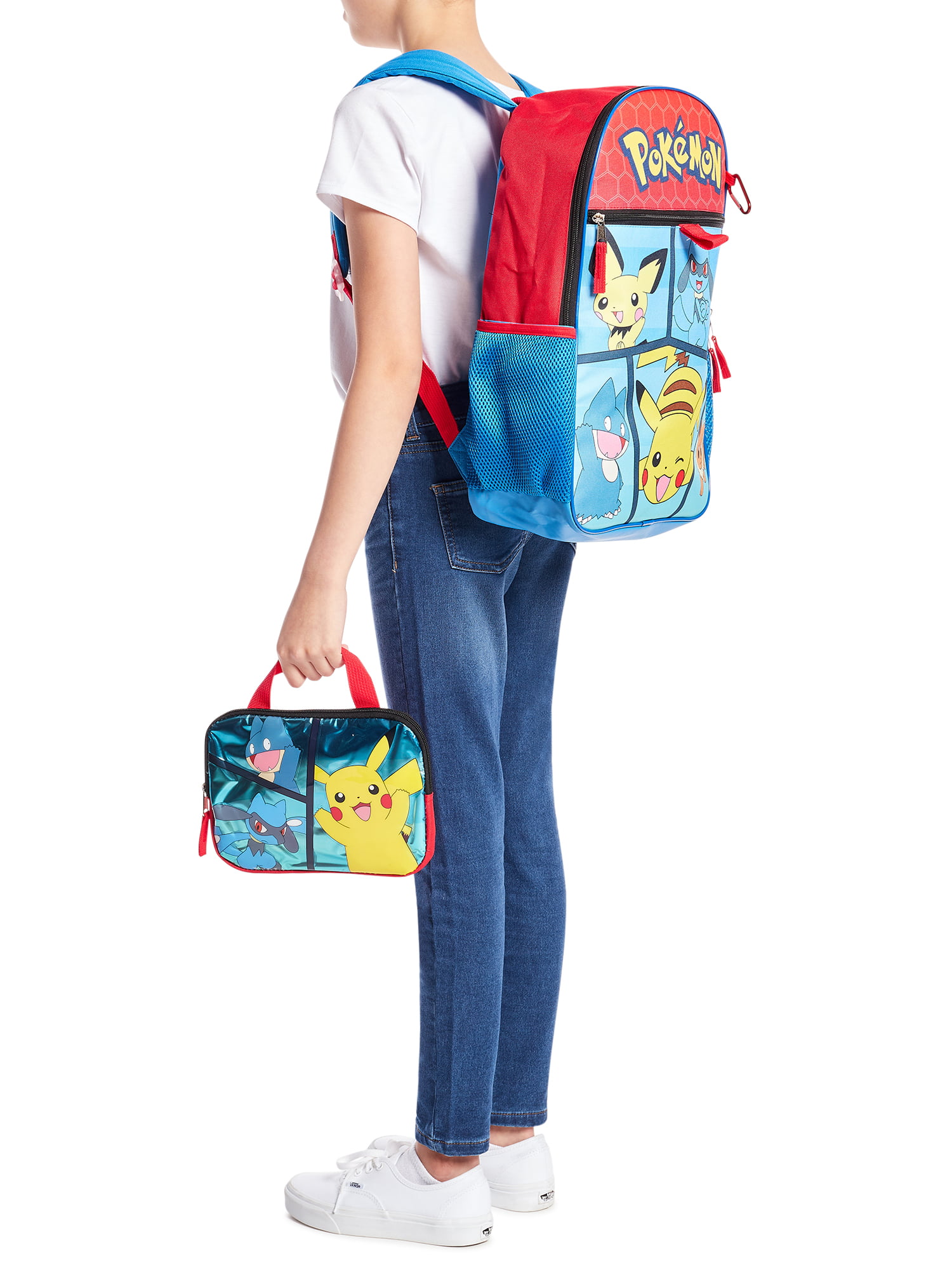 Pokemon 16 Laptop Backpack and Lunch Bag Set, 4-Piece, Multicolor 