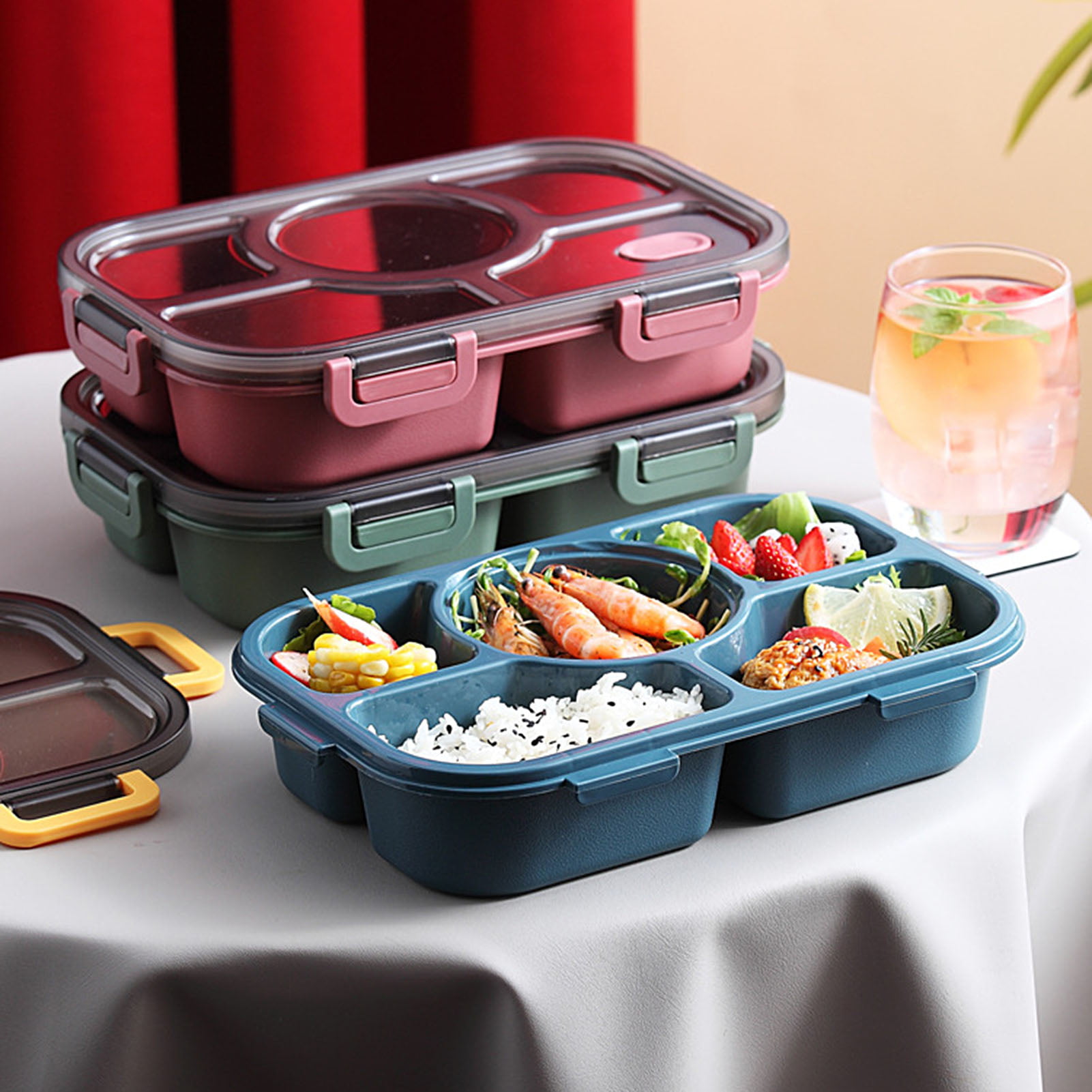 SPRING PARK Bento Box 2 Compartments Stainless Steel Lunch Box for Adults  and Kids, Portion Control Lunch Containers Leakproof 