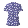 thumbnail image 3 of Goofa Daisies Flowers Pattern Womens Deep V Neck Low Cut Tops Casual Summer Short Sleeve Ribbed Knit T-Shirts-Small, 3 of 5