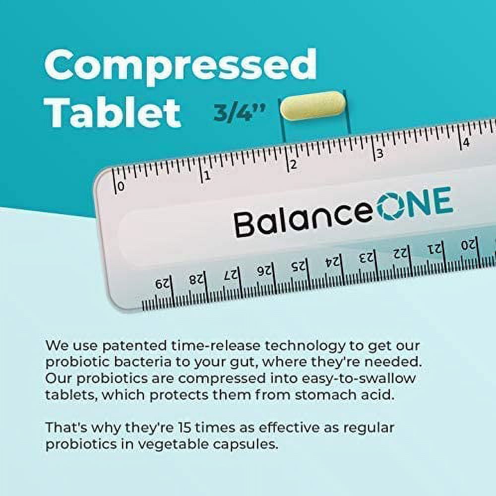 Balance ONE Time-Release Probiotic, 15 Billion CFUs, 12 Strains, Vegan, Gluten-Free, 60 Tablets
