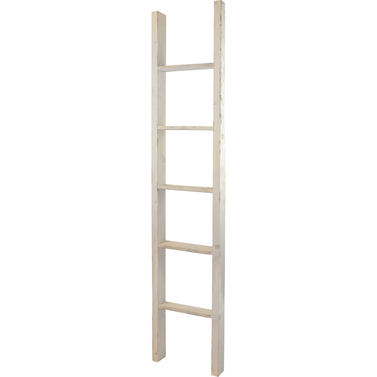 Ekena Millwork 15"W x 72"H x 3 1/2"D Vintage Farmhouse 5 Rung Ladder, Barnwood Decor Collection, Chalk Dust White