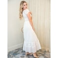 thumbnail image 3 of Women Renaissance Peasant Maiden Boho Inspired Cap Sleeve Lace Trim Maxi Dress, Cream, Small, 3 of 5