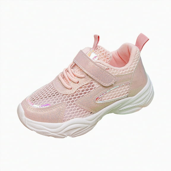 Godom Girls Sneakers Slip-On Sneakers Kids Sparkle Pop Lightweight Shoes Soft Walking Shoe