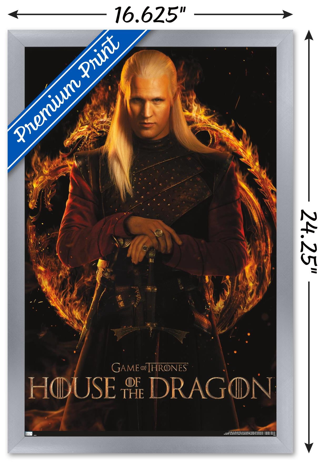 House of the Dragon - Daemon One Sheet Wall Poster, 14.725" x 22.375" Framed