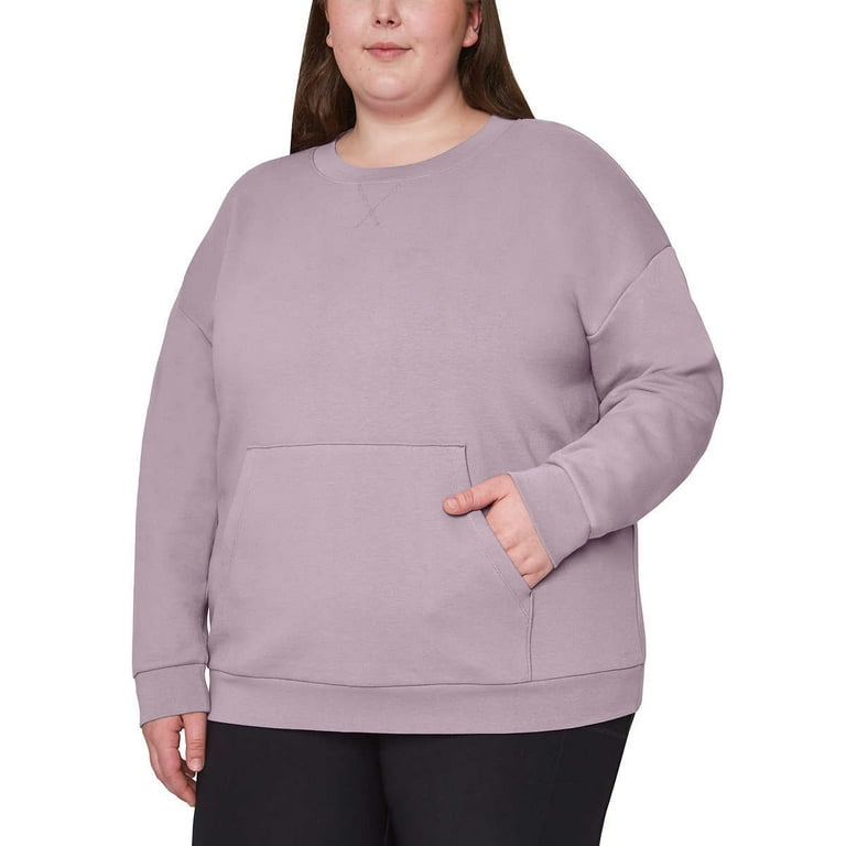Mondetta Women's Soft Brushed Fleece Kangaroo Pocket Crewneck Top