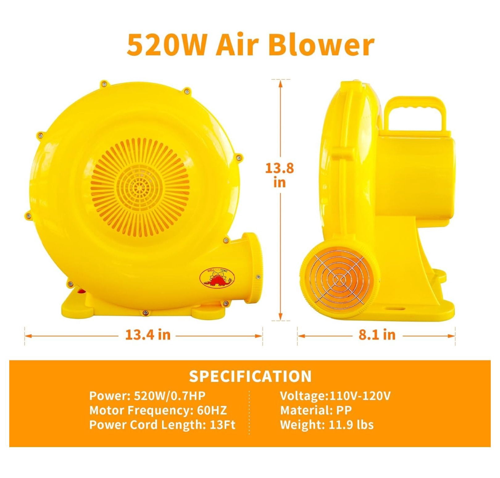 House Air Blower, 520W Blower for Inflatable Water Slide, Bouncy Castle, Inflatable Screen, Inflatable Tent, Floor Fan, Dryer