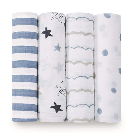 UPC: 0849345002283 | Aden & Anais Rock Star 4-Pack Classic Swaddles