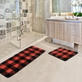 thumbnail image 5 of Unique Bargains Soft 2Pcs Microfiber Plaid Bath Rugs Black & Red 17"x24"&17"x47", 5 of 8