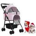 thumbnail image 2 of Foldable Pet Stroller, 4 Wheel Dog and Cat Stroller with Removable Carrier, Breathable Mesh Canopy, Storage Basket and Cup Holder, Pet Carrying Cart Holds Up to 17.6lbs for Walks Outings Shopping, 2 of 8