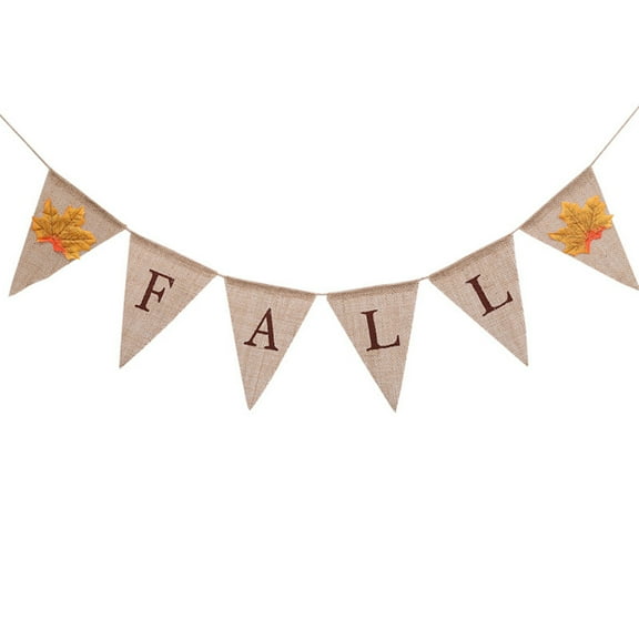 Supvox Fall Banner with Maple Leaves Linen Bunting Style Decoration for Party Hosts 1Pcs