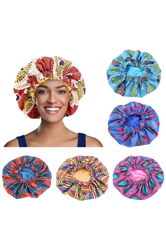 Women Turban Cap Adjustable African Style Printing Polyester Hair Care Hat