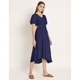 thumbnail image 3 of Moomaya Solid A-Line Viscose Dress, Short Sleeve, Styled Back Casual Flared Dress, 3 of 9