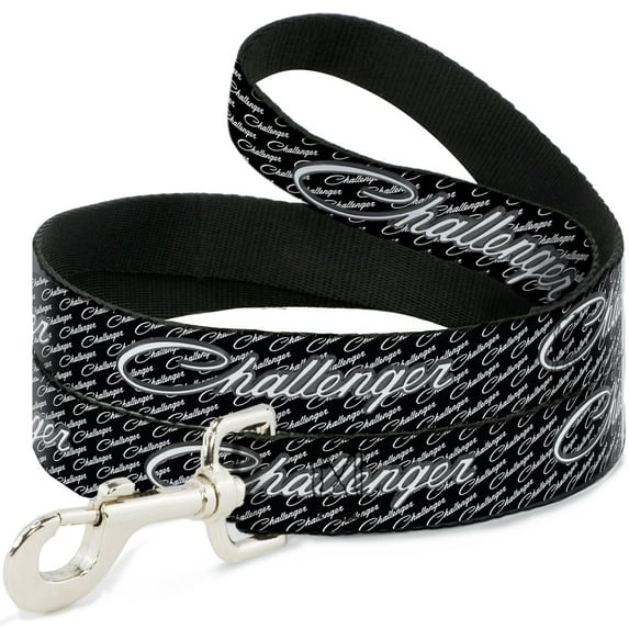 Dodge Pet Leash, Dog Leash, Challenger Repeat Text Black White, 6 Feet Long 0.5 Inch Wide