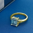 thumbnail image 3 of Gem Stone King 18K Yellow Gold Plated Silver Persian Blue Moissanite Solitaire Engagement Ring for Women (2.00 Cttw, Emerald Cut 9X7MM, Gemstone Birthstone, Size 7), 3 of 4