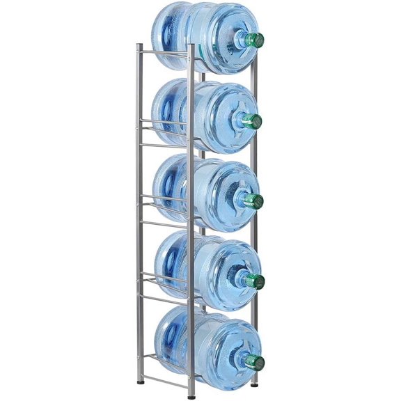 5 Gallon Water Jug Holder Water Bottle Storage Rack, 5 Tiers, Silver
