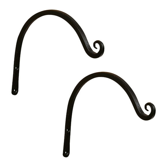 Achla Designs Set of 2 Wall Mounted Up Curled Brackets, 8 Inch Tall, Black Powder Coat Finish