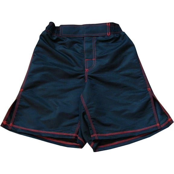 MMA Board Shorts Black with Red Stitching M NO Logo Fitness Gym Equipment Grappling Shorts, Kickboxing Shorts, Fighting Shorts, Muay Thai Training Shorts