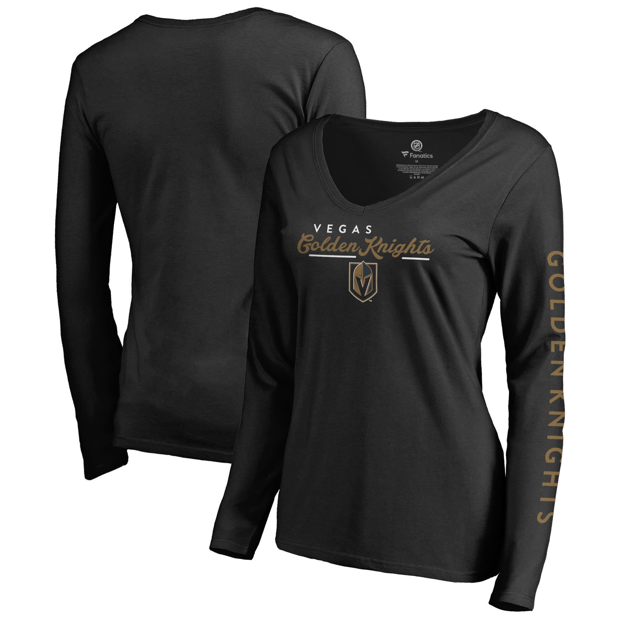 Vegas Golden Knights Fanatics Branded Women's High Class Long Sleeve V-Neck T-Shirt Black by BOX SEAT CLOTHING CO.