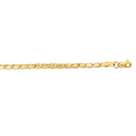 14 Karat Yellow Gold 2.9mm 5.50 Inch Children's Diamond Cut Heart Ring Chain Bracelet