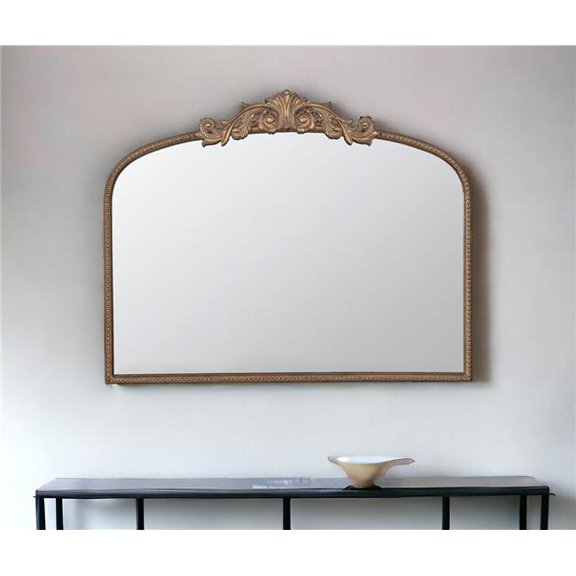HomeRoots 485050 31 in. Gold Arch Iron Framed Accent Mirror
