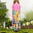thumbnail image 6 of Isvgxsz New Dresses for Girls Clearance Girl'S Short Sleeve Floral Print Loose Casual Long Maxi Dress with Pockets 4-14 Years Girls Sundresses Pink3, 6 of 6