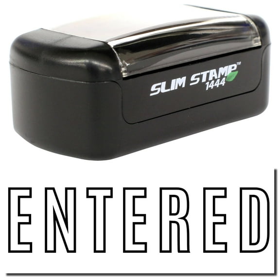 Slim Pre-Inked Entered Outline Stamp, Slim 1444, Ultra Slim Design, Impression Size 1/2" by 1-3/4", Up to 25,000 Impressions - Black Ink